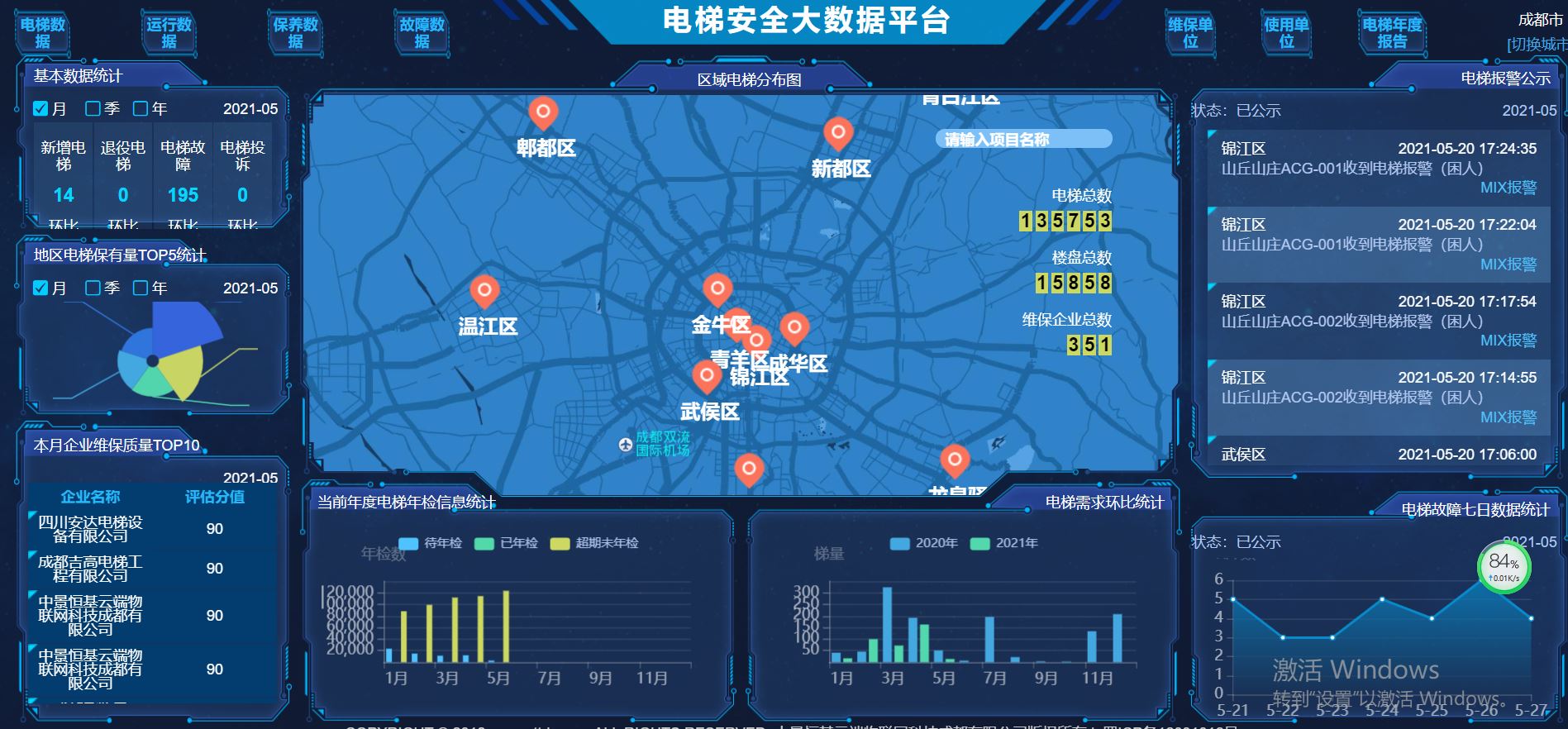 四川安达电梯设备有限公司电梯安全可视化项目_